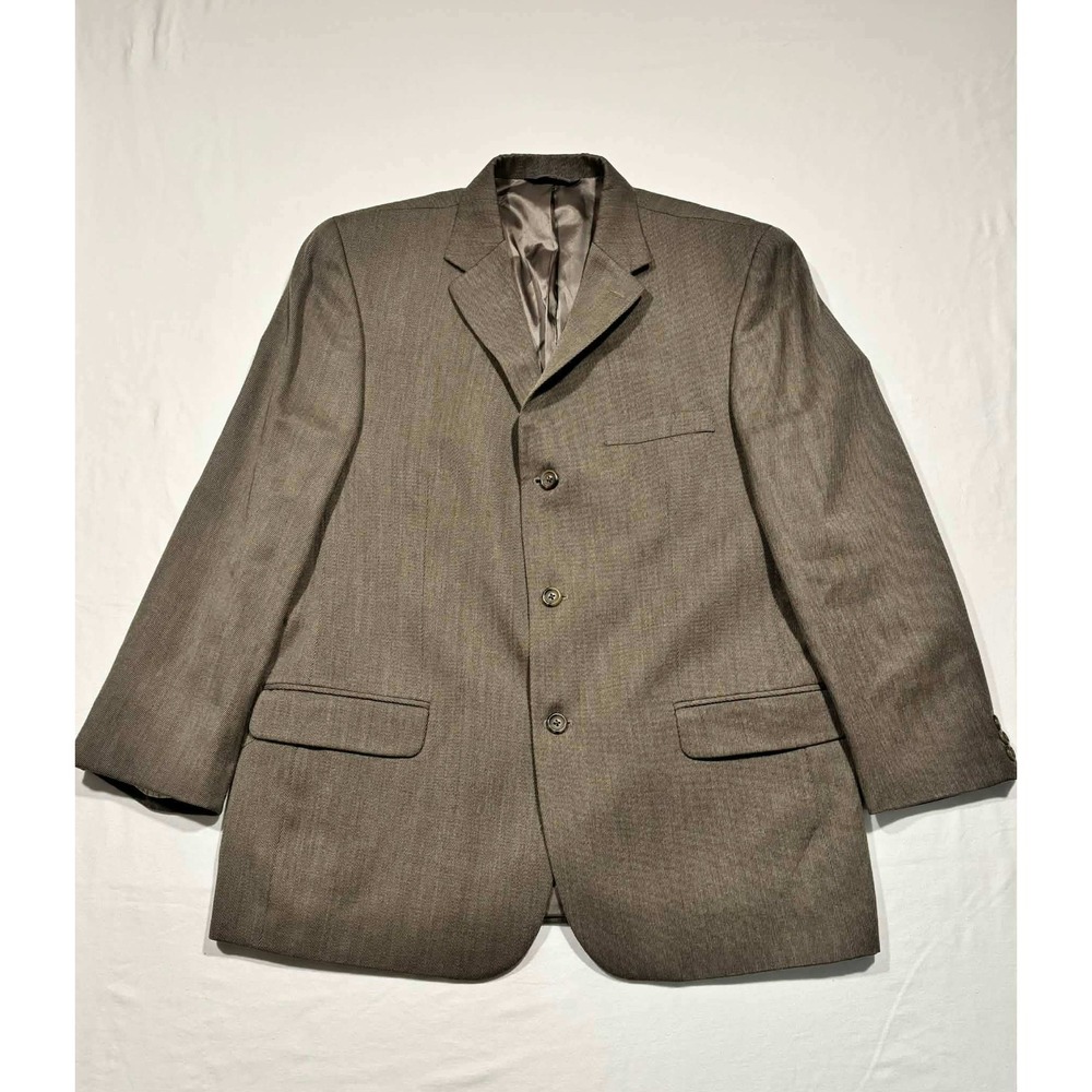 Eddie Bauer Mens 44R Brown Worsted Wool 3-Button Blazer Sport Coat‎ Jacket